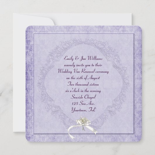 Invitation Vintage pourpre Damas (Devant)