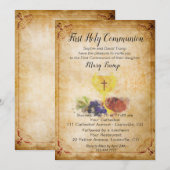 Invitation vintage première communion sainte (Devant / Derrière)
