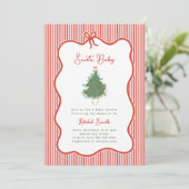 Invitation Vintage Preppy Bow Santa Baby Shower Invite (Debout devant)