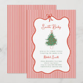 Invitation Vintage Preppy Bow Santa Baby Shower Invite (Devant / Derrière)