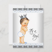 Invitation Vintage Prince Baby Boy Douche (Devant)