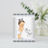 Invitation Vintage Prince Baby Boy Douche (Debout devant)
