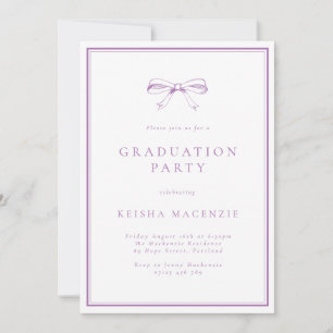 Invitation Vintage Purple Bow Photo Party Graduation