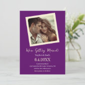 Invitation Vintage Purple & Cream Retro Photo Wedding (Debout devant)