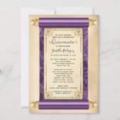 Invitation Vintage Purple Gold Scroll Elegant Quinceañera (Devant)