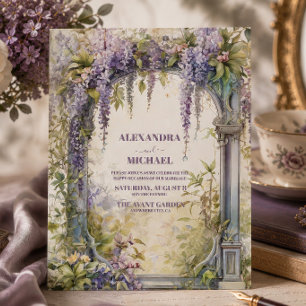 Invitation Vintage Purple Wisteria Art Nouveau Mariage