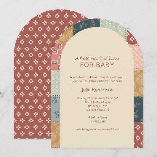 Invitation Vintage Quilt Baby Shower (Devant / Derrière)