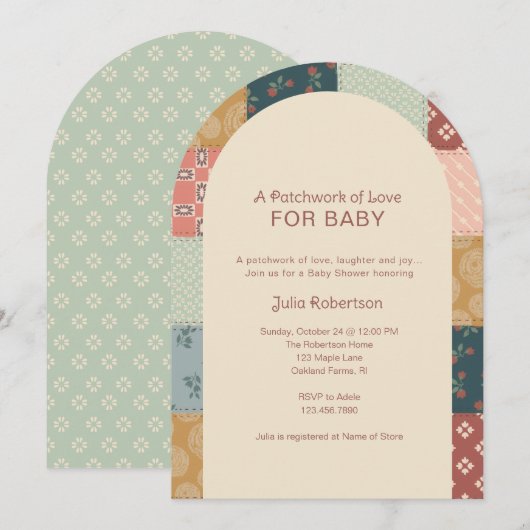 Invitation Vintage Quilt Baby Shower (Devant / Derrière)