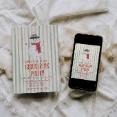 Invitation Vintage Quirky Main tiré Noël Snowman Party