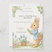Invitation Vintage Rabbit Garden 1st Birthday (Devant)