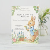 Invitation Vintage Rabbit Garden 1st Birthday (Debout devant)