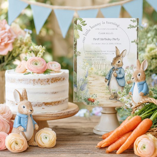 Invitation Vintage Rabbit Garden 1st Birthday