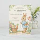 Invitation Vintage Rabbit Garden 1st Birthday (Debout devant)