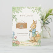 Invitation Vintage Rabbit Garden Baby Shower  (Debout devant)