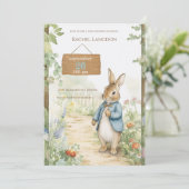 Invitation Vintage Rabbit Garden Baby Shower (Debout devant)