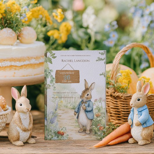 Invitation Vintage Rabbit Garden Baby Shower