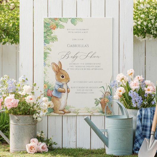 Invitation Vintage Rabbit Garden Baby Shower 