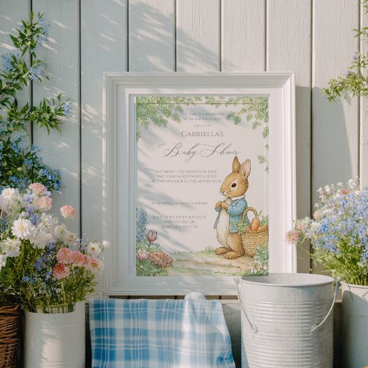 Invitation Vintage Rabbit Garden Baby Shower