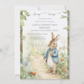Invitation Vintage Rabbit Garden Birthday (Devant)