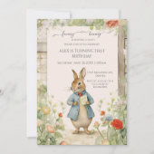 Invitation Vintage Rabbit Garden Birthday (Devant)