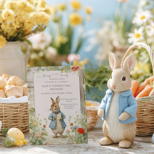 Invitation Vintage Rabbit Garden Birthday