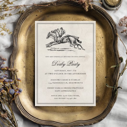 Invitation Vintage Race Horses Elegant Derby Party