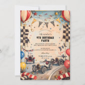 Invitation Vintage Racing Boys Birthday Party (Devant)