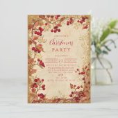 Invitation Vintage Red Berry Holiday Party (Debout devant)