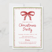 Invitation Vintage Red Bow Christmas Party (Devant)