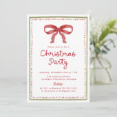 Invitation Vintage Red Bow Christmas Party (Debout devant)
