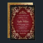 Invitation Vintage Red Gold Princess Tiara Sweet 16<br><div class="desc">Elégant Vintage Rouge Or Princesse Tiara Sweet 16 Invitation Anniversaire</div>