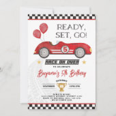 Invitation Vintage Red Race Car Boy Fête d'anniversaire (Devant)