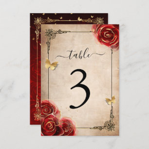 Invitation Vintage Red Rose Black Gold 
