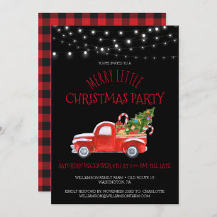 Invitation Vintage Red Truck & Buffalo Plaid Christmas Party