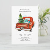 Invitation Vintage Red Truck Christmas Tree (Debout devant)