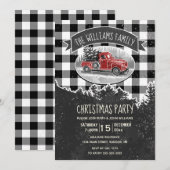 Invitation Vintage Red Truck Farming Famille Noël (Devant / Derrière)