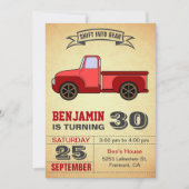 Invitation Vintage Red Truck fête du 30e anniversaire (Devant)