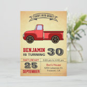 Invitation Vintage Red Truck fête du 30e anniversaire (Debout devant)