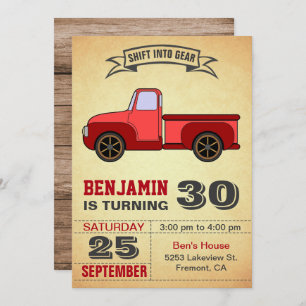 Invitation Vintage Red Truck fête du 30e anniversaire