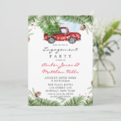 Invitation Vintage Red Truck Snow Engagement (Debout devant)