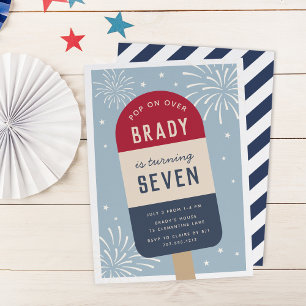 Invitation Vintage Red White & Blue Pop Anniversaire de enfan