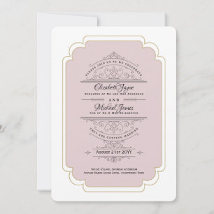 Invitation Vintage Regency Dusty Rose Gold Mariage