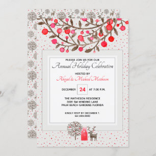 Invitation Vintage Reindeer Woodland