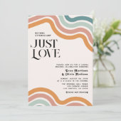 Invitation Vintage Retro 70's Rainbow Just Love Mariage (Debout devant)