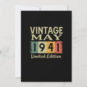 Invitation Vintage Retro 80e anniversaire cadeau mai 1941