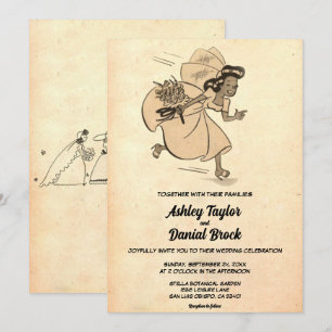 Invitation Vintage Retro Ancienne Mariée les années 50 Mariag