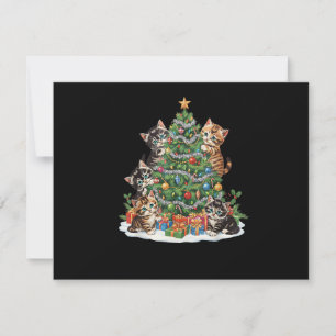 Invitation Vintage Rétro Années 90 Chat Arbre de Noël Amoureu