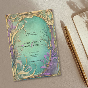 Invitation Vintage Retro Art Nouveau Botanique Enregistrer la