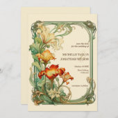 Invitation Vintage Retro Art Nouveau Botanique Enregistrer la (Devant / Derrière)