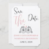 Invitation Vintage Retro Bicycle Love rose rouge Enregistrer (Devant)